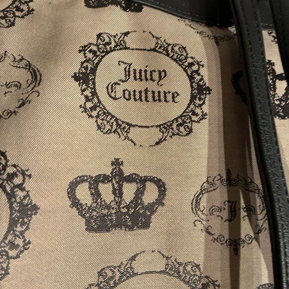 A Juicy Couture tan And Black Medium Backpack With Crown And Key. Fold Over Top - Picture 4 of 13